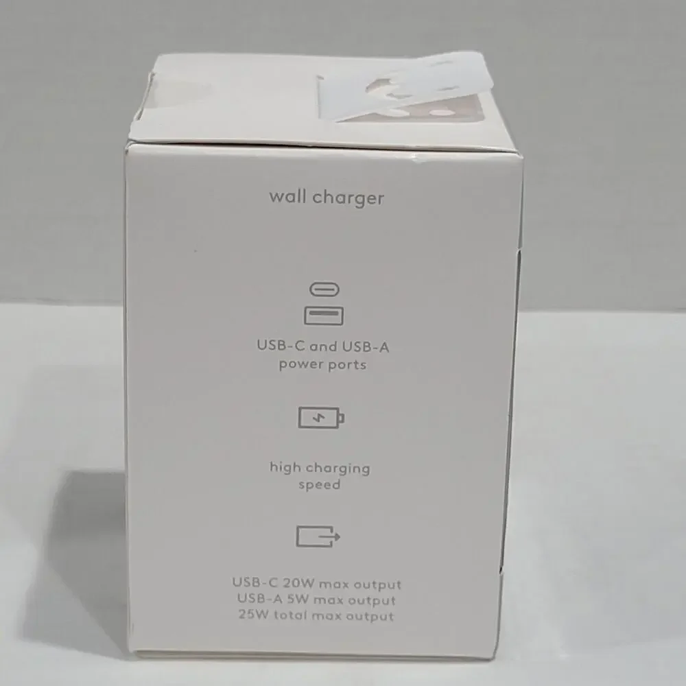 12pk heyday 2-Port USB-A and USB-C Wall Charger (Chrome, Black, Peach) New
